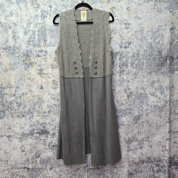 Vocal Duster Cardigan Womens Large Gray Knit Military Button Whimsigoth Punk - Picture 1 of 10